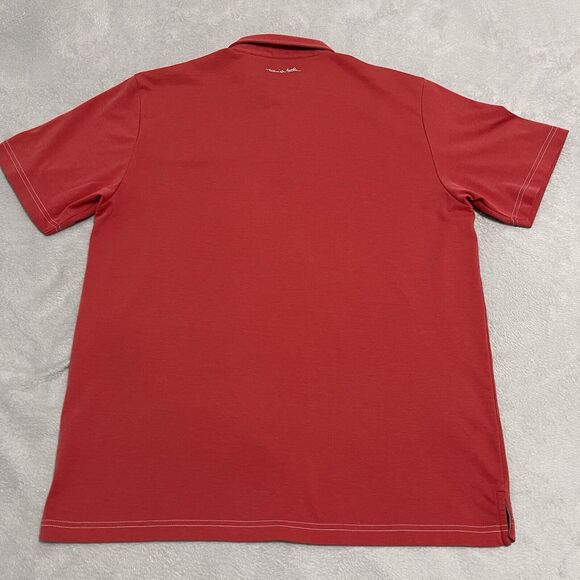 Travis Mathew Polo Shirt Mens XL Red Salmon 3 Button Pima Cotton Blend Golf - Picture 5 of 8